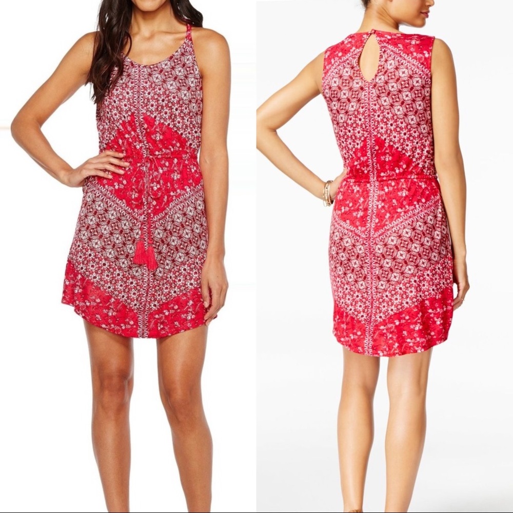 LUCKY BRAND Nora Floral Red Mini Dress Size Medium